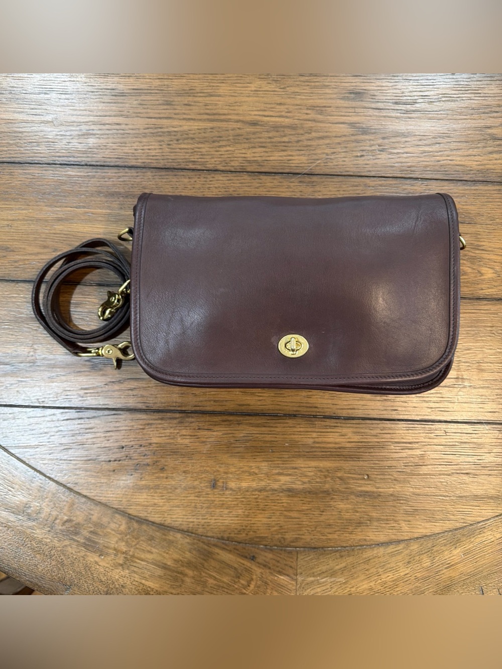 Coach Brown Leather Crossbody Bag with Gold Hardware